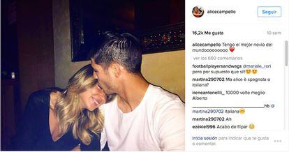 "Tengo el mejor novio del mundo". Desde que sale con Morata, la italiana está aprendiendo español y ya le dedica mensajes cariños en nuestro idioma a través de Instagram.