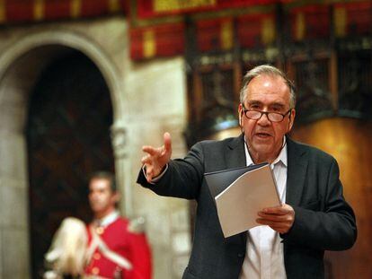 El poeta y arquitecto Joan Margarit da el pregón de la Mercè que inaugura las fiestas de Barcelona, en septiembre de 2010.