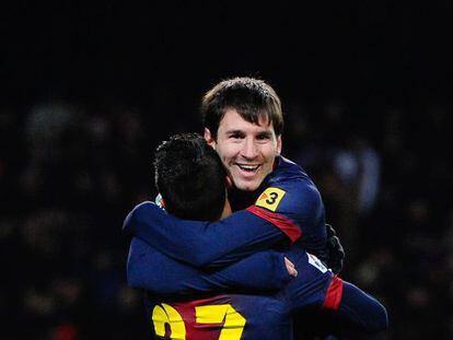 Tello y Messi, pasador y goleador en la segunda diana del Barça.