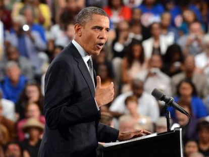 Barack Obama durante su discurso sobre la situaci&oacute;n econ&oacute;mica en Cleveland. 