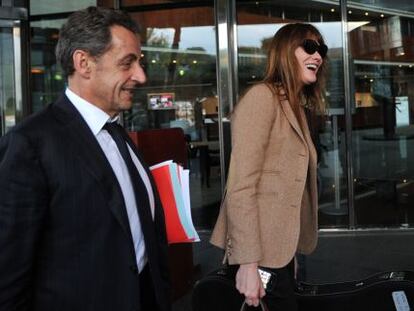 Sarkozy y Bruni, a su llegada a Barcelona el pasado 18 de junio.