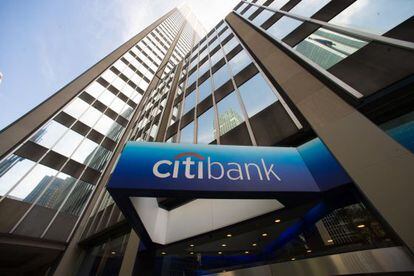 El logo de Citibank, en una oficina en Nueva York.