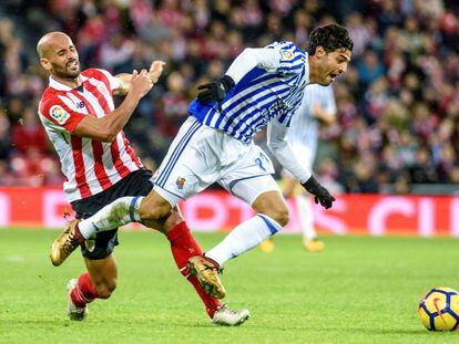 Vela durante el partido frente al Athletic. 