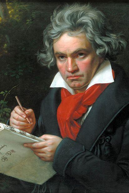 Retrato de Beethoven pintado por J. Kriehuber.
