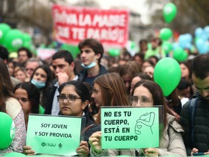 Manifestación contra el derecho al aborto, el pasado mes de marzo en Madrid.