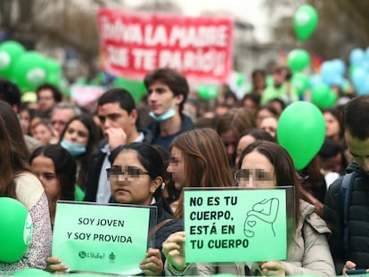 Manifestación contra el derecho al aborto, el pasado mes de marzo en Madrid.