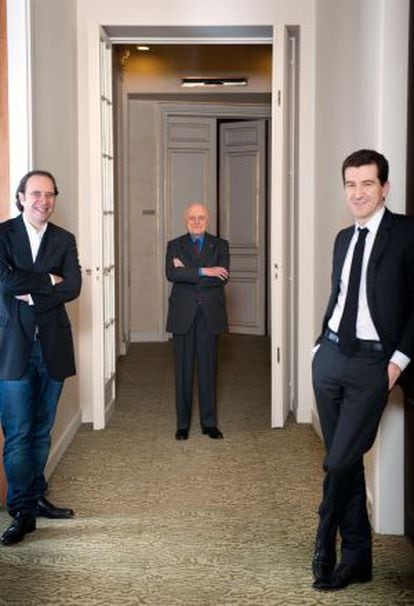Xavier Niel, Pierre Bergé y Mathieu Pigasse, accionistas del diario francés 'Le Monde'.