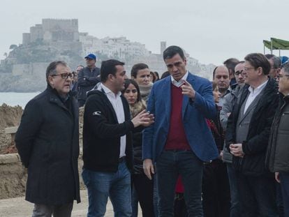 El presidente Pedro Sánchez visita zonas afectadas por la borrasca Gloria en Castellón.
