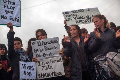 Protesta contra la violencia machista en Mar del Plata el pasado fin de semana.