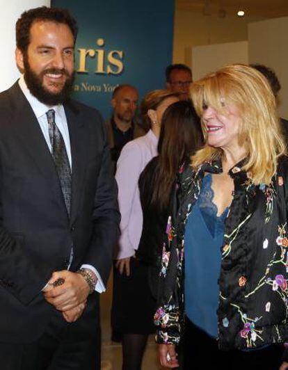 La baronesa Thyssen y su hijo Borja durante la inaugruación del Museo Thyssen en Andorra en marzo de 2017.