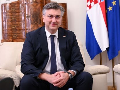 El primer ministro de Croacia, Andrej Plenkovic, durante la entrevista del lunes 16 de enero en Zagreb, en una foto cedida por su oficina.