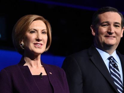 Carly Fiorina y Ted Cruz en imagen de archivo