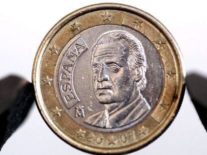 Un moneda de un euro acuñada en España.