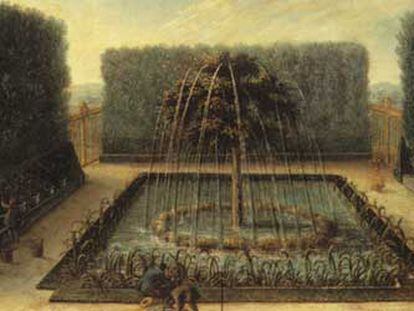 &#39;El bosquecillo de Marais en el jardín de Versalles&#39;, cuadro de la Escuela Francesa, del siglo XVIII.