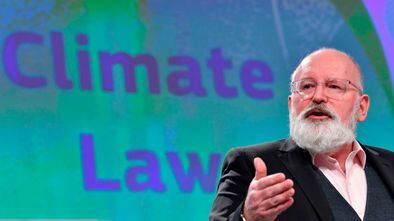 European Commission Vice President Frans Timmermans gives a joint press on the European Climate Law at the EU headquarters in Brussels on March 4, 2020. (Photo by JOHN THYS / AFP)
