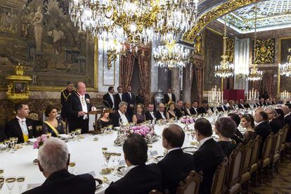 Discurso del rey Juan Carlos durante la cena de gala ofrecida al presidente de México, Enrique Peña Nieto, y su esposa Angélica Rivero. 