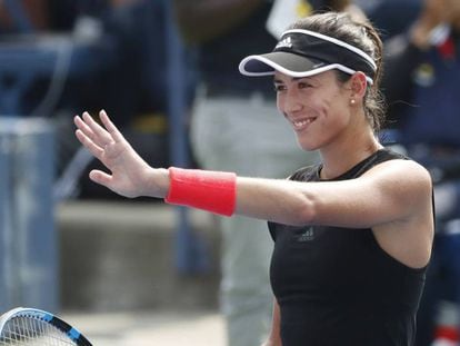 Muguruza celebra su victoria contra Zhang en Nueva York.