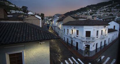 Una calle del centro hist&oacute;rico de Quito.