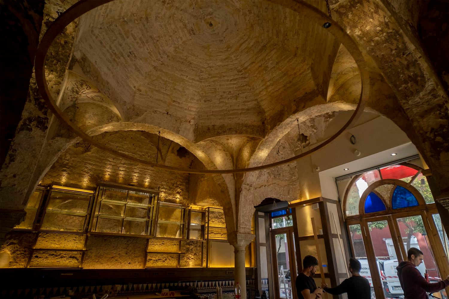 Baños árabes descubiertos en las obras de la cervecería Giralda, en Sevilla.
