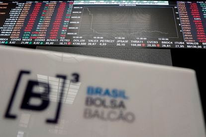 Fotografía de un tablero que muestra los valores de la Bolsa de Sao Paulo, en Sao Paulo (Brasil).EFE/ Sebastiao Moreira
