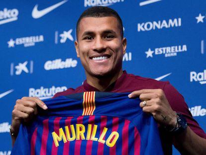 Murillo, en su presentación con el Barcelona.