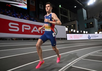 El noruego Jakob Ingebrigtsen, este jueves en la clasificación de los 1.500 metros.