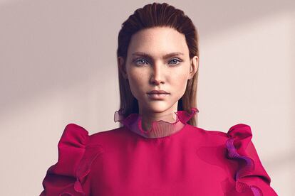 La modelo luce vestido en seda y terciopelo
de GIVENCHY (4.290 €).