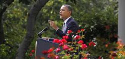 El presidente Barack Obama, durante su intervención en el Rose Garden de la Casa Blanca