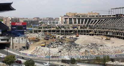 Demolición del estadio Vicente Calderón, en Madrid. 