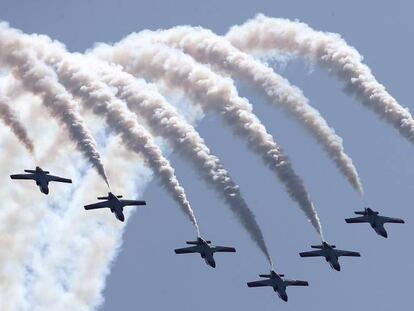 Exhibici&oacute;n de la Patrulla &Aacute;guila en la base de San Javier, este mes.