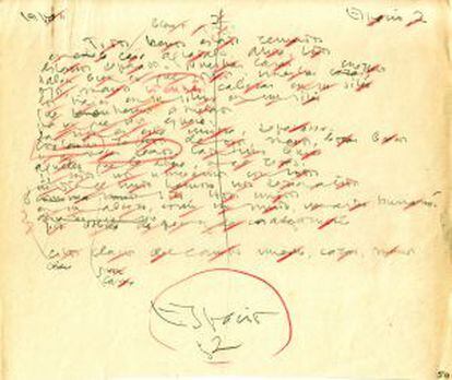 Manuscrito de la obra 'Espacio' del poeta andaluz