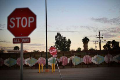 Frontera de México con Estados Unidos en Calexico, California.