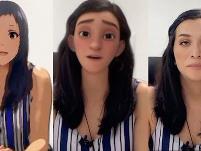 Los efectos de distintos filtros de TikTok en un mismo rostro