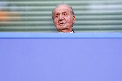 Juan Carlos I, ayer durante el partido entre el Chelsea y el Real Madrid