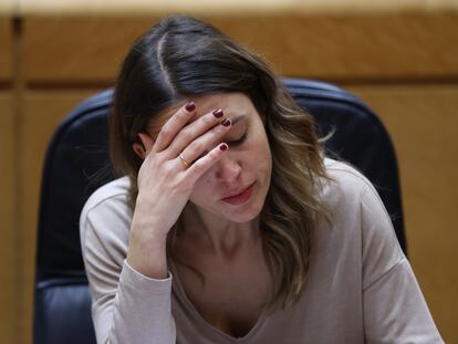 La ministra de Igualdad, Irene Montero, ayer durante el pleno del Senado.