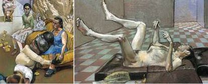 A la izquierda, una parte del tríptico &#39;El hombre almohada&#39; (2004); a la derecha, &#39;Metamorfoseándose según Kafka&#39; (2002), obras de Paula Rego.