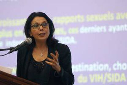 La relatora especial de la ONU sobre la venta de niños, la prostitución y la pornografía infantil, Najat M'jid Maalla, habla en Santo Domingo durante el "Encuentro internacional de buenas prácticas para prevenir la explotación sexual de niños, niñas y adolescentes en el sector viajes y turismo".