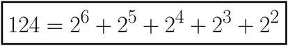 Expresi&oacute;n del 124 como suma de potencias de 2.