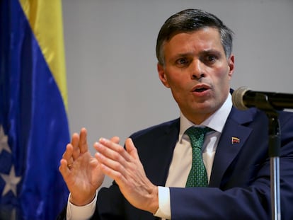 Leopoldo López, durante su conferencia de prensa en Bogotá.
