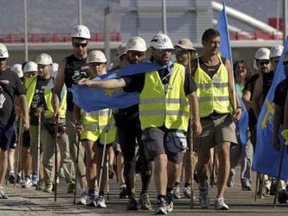 Mineros asturianos entrando en la Comunidad de Madrid