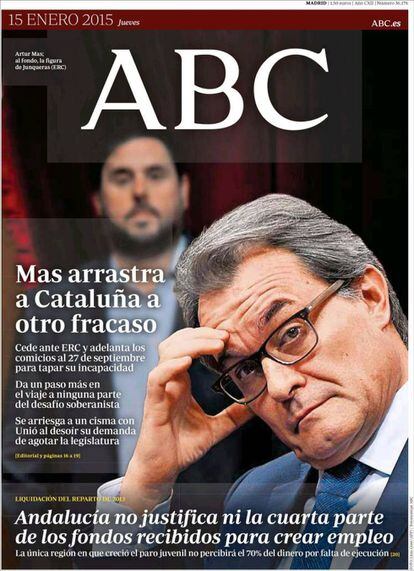 Segons l''ABC', el president de la Generalitat arrossega Catalunya a un altre fracàs.
