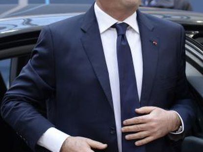 Francois Hollande, a su llegada al Consejo Europeo.