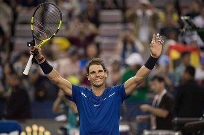 Nadal celebra su victoria ante Donaldson en Shanghai.