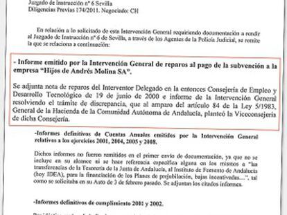 Reproducción del escrito que la Junta envió a la policía en marzo de 2011.
