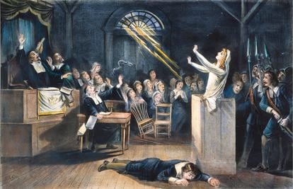 A witch trial at Salem, Massachusetts
