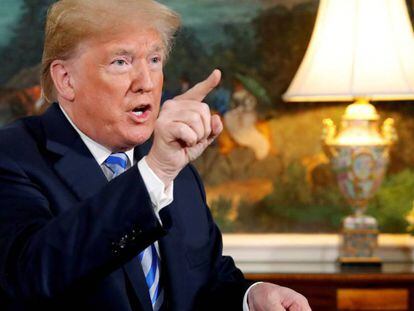 Trump, el pasado 8 de mayo, cuando firmó la salida de EE UU del acuerdo nuclear