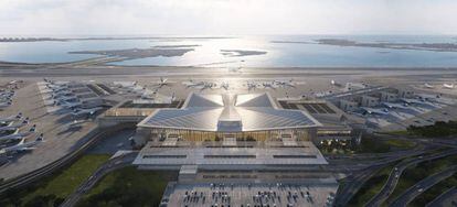Recreación de la futura Terminal 1 del aeropuerto neoyorquio JFK, en Estados Unidos.