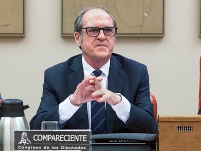 Ángel Gabilondo, este lunes durante su comparecencia en el Congreso para presentar su estrategia para investigar los abusos en la Iglesia.