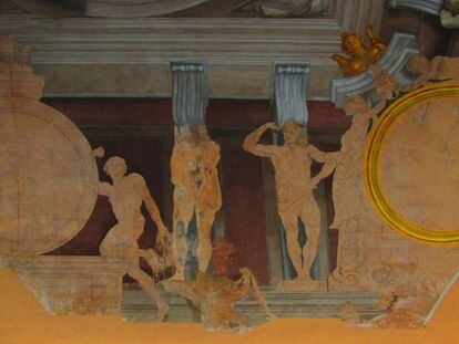 Detalle de la obra inacabada de Mengs que puede verse estos días de forma excepcional en el Palacio de Aranjuez.