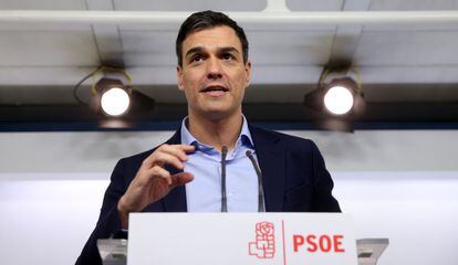 Pedro Sánchez durante la rueda de prensa.